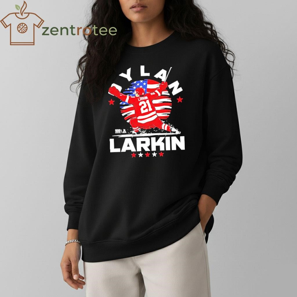 Dylan Larkin Detroit Red Wings USA Flag Celebration 2026 celebration tee