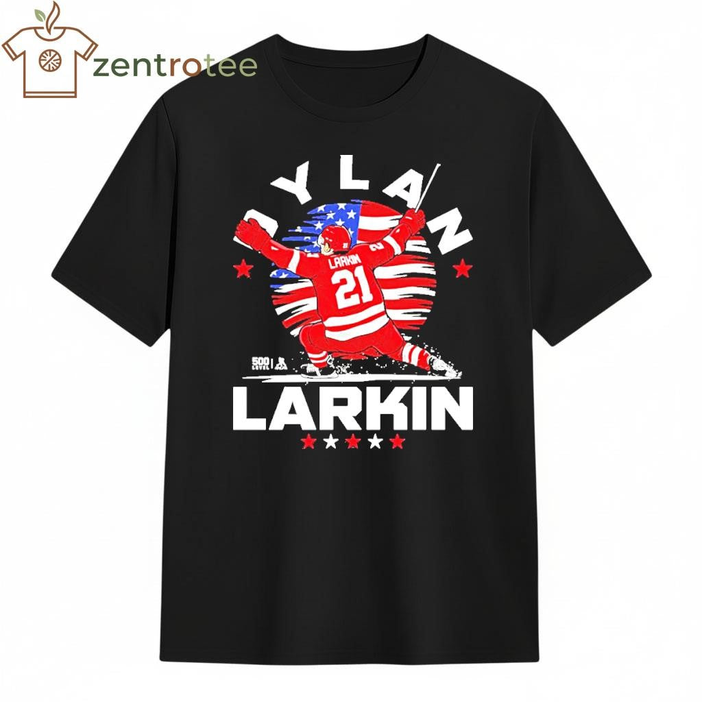 Dylan Larkin Detroit Red Wings USA Flag Celebration 2026 celebration tee