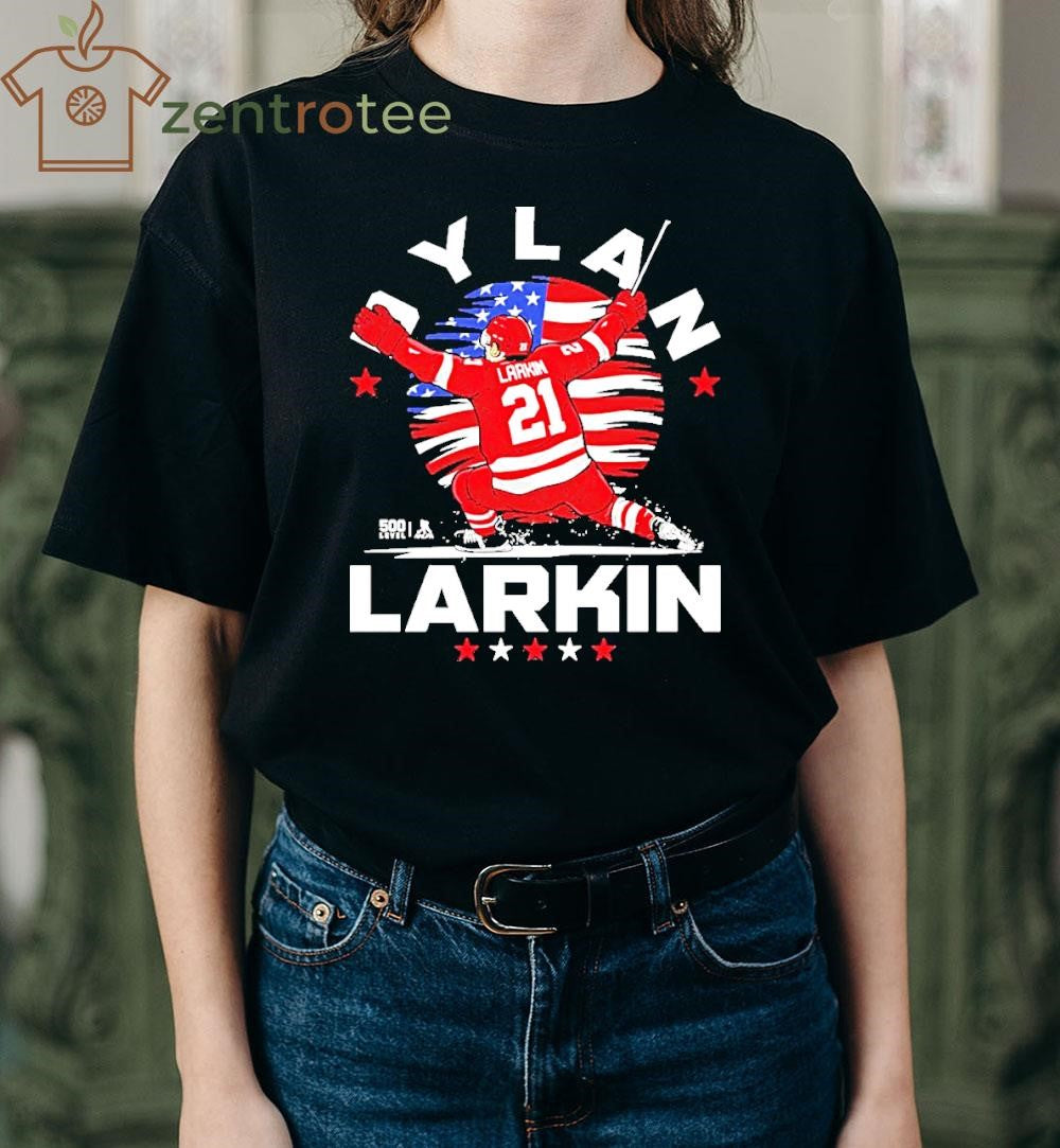 Dylan Larkin Detroit Red Wings USA Flag Celebration 2026 celebration tee