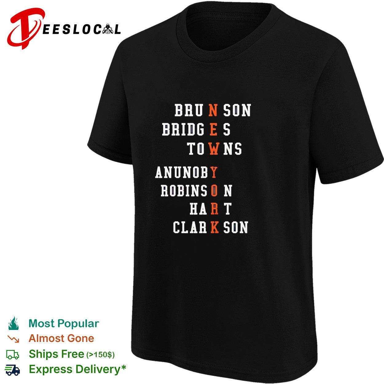 New York Knicks players names spelling NYC vertical bold text shirt