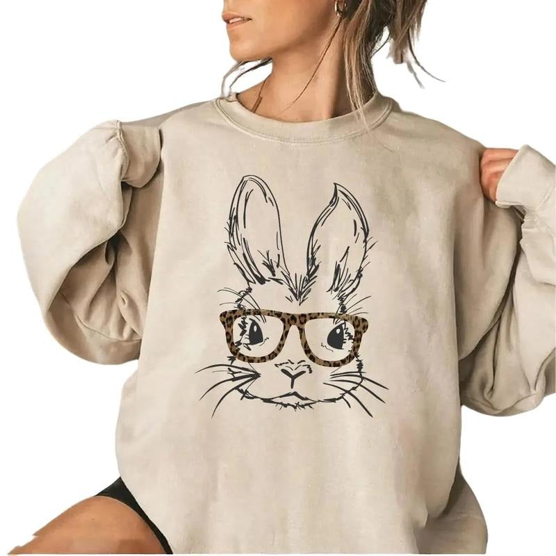 Easter Bunny With Glasses Sweatshirt, Hoodie, T-shirt, Easter Shirt, Cute Easter Gifts, Easter Bunny Shirt | TeeBloomCo.com