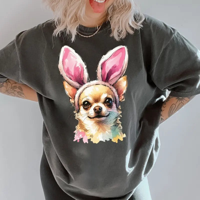 Easter Chihuahua Shirt ~ Unisex Apparel Relaxed Fit Printed In The USA Clothing Womenswear Casual Comfort Cotton Hoodie,...