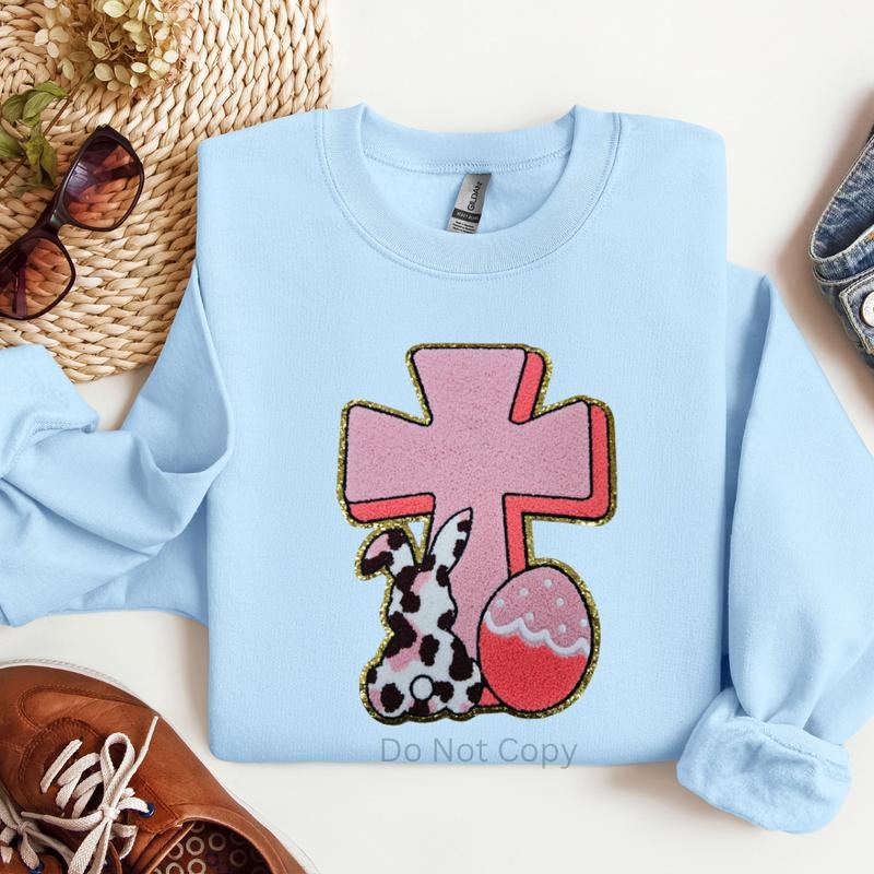 Easter Cross Chenille Patch ONLY - This is NOT a T Shirt Hoodie, Sweatshirt | TeeBloomCo.com