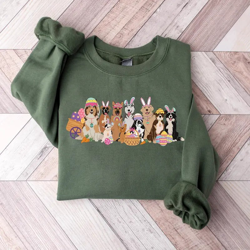 Easter Dogs Sweatshirt, Dog Lover Sweater, Easter Dogs Gift, Cute Gift for Dog Lover, Dog Mom Shirt, Easter Graphic Hoodie