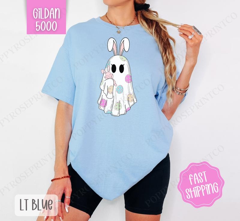 Easter Ghost Full Size Shirt Gildan, Women's Tee, Cute Easter Women's Tshirt Plus Sizes Hoodie, Sweatshirt | TeeBloomCo.com