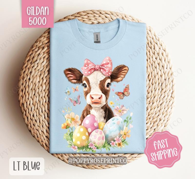 Easter Highland Cow Shirt Gildan, Women's Cow Tee, Cute Easter Women's Tshirt Plus Sizes Hoodie, Sweatshirt | TeeBloomCo.com