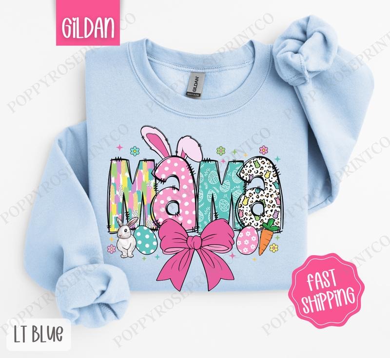 Easter Mama Sweatshirt, Cute Easter Crewneck, Trendy Mom Women's Sweater, Gift for Her T-Shirts, Hoodie | TeeBloomCo.com