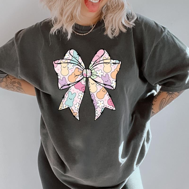 Easter Peep Bow  Shirt ~ Unisex Apparel Relaxed Fit Printed In The USA Clothing Womenswear Casual Comfort Cotton Top...