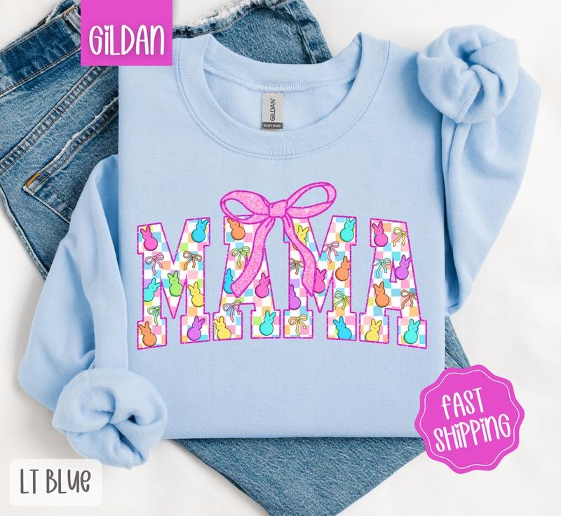 Easter Peep Mama Sweatshirt, Cute Easter Crewneck, Trendy Mom Women's Sweater, Gift for Her T-Shirts, Hoodie | TeeBloomCo.com