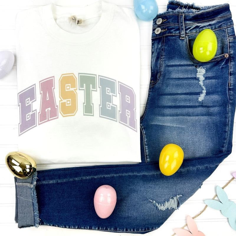 Easter Varsity Letter Comfort Color T-Shirt Hoodie, Sweatshirt | TeeBloomCo.com