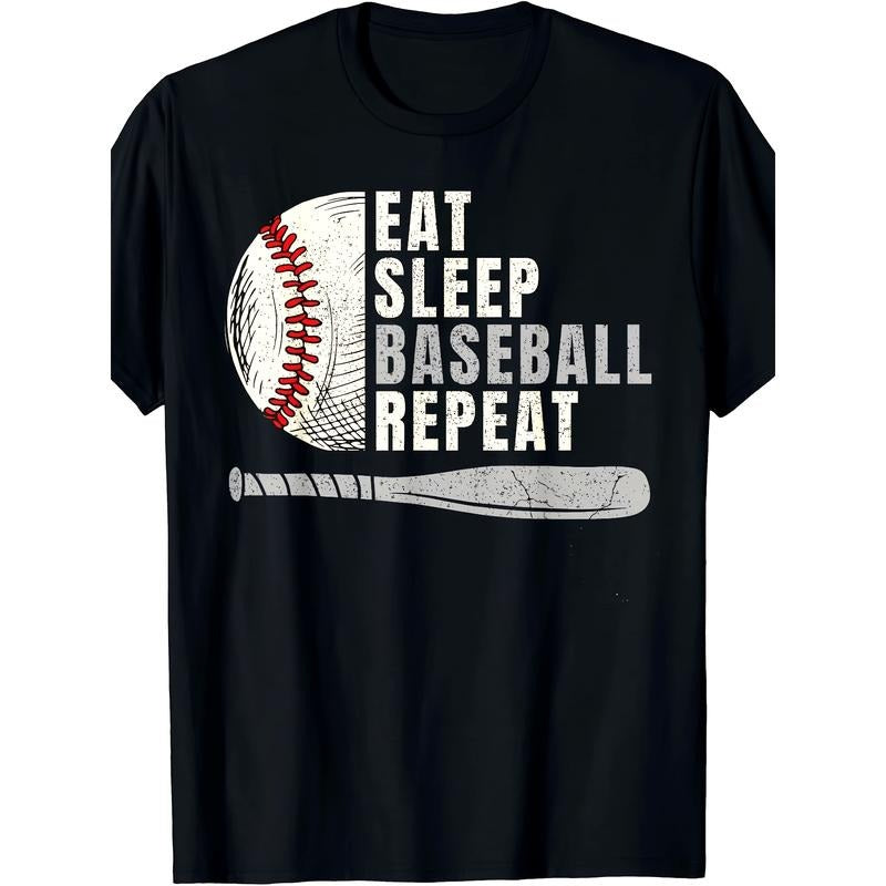 Eat Sleep Baseball Repeat Funny Baseball Player T-Shirt - 220g Cotton T-shirt, 10, 000 Links made in usa Hoodie, Sweatshirt