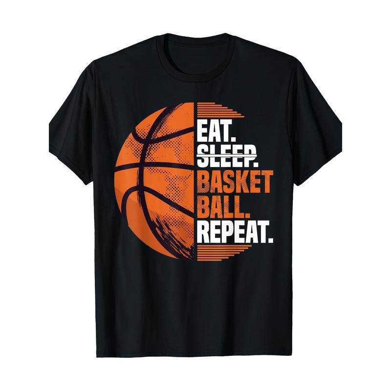 Eat Sleep Basketball Repeat I Court Basketballer Basketball T-Shirt-100% Cotton-220g made in usa Hoodie, Sweatshirt