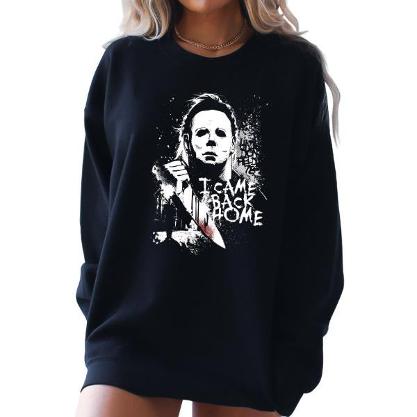 Edgy Grunge Halloween Crewneck Sweatshirt - "I Came Home" Horror Movie  Design, Long Sleeve, Unisex Sizing - Perfect...