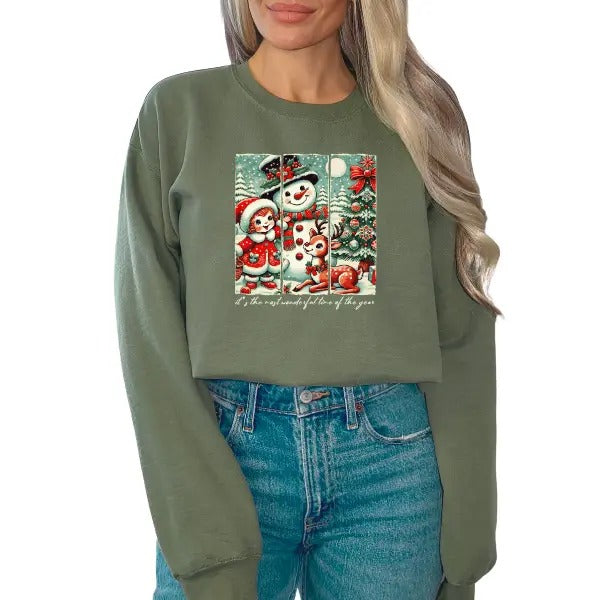 Retro Grunge Christmas Sweatshirt | Classic Holiday Characters w/ Edgy Twist | Vintage-Inspired Festive Pullover | Unisex...
