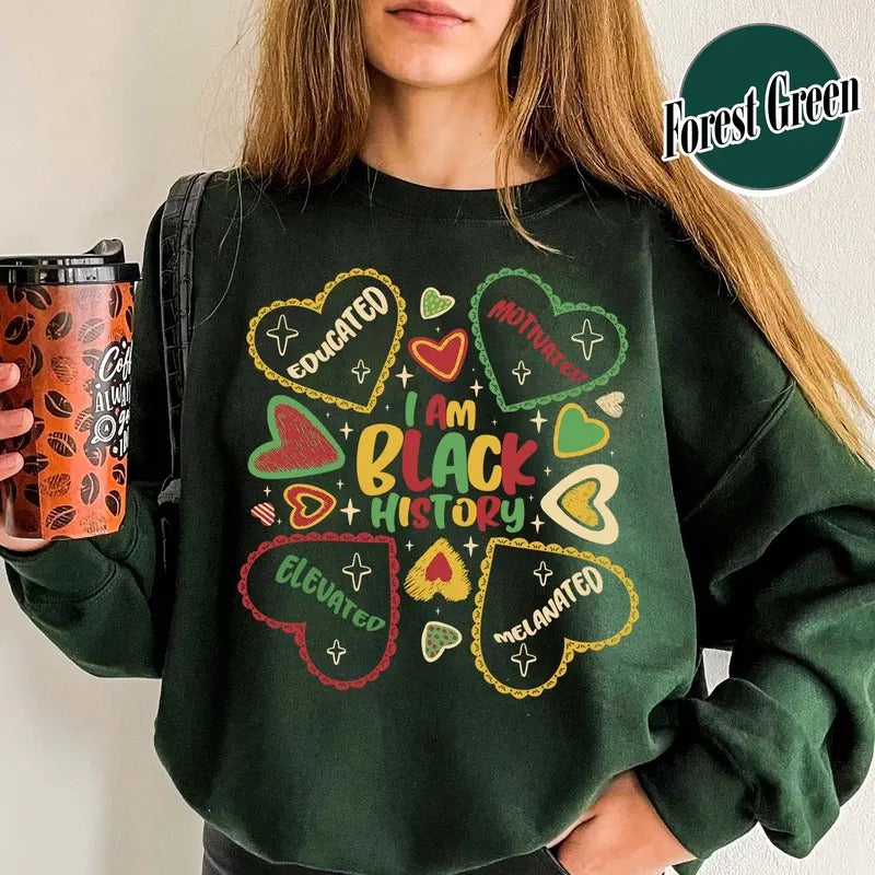 Educated Motivated Elevated Sweatshirt, Black History Sweatshirt, Black Pride Sweatshirt, Black Women Sweatshirt, Human...