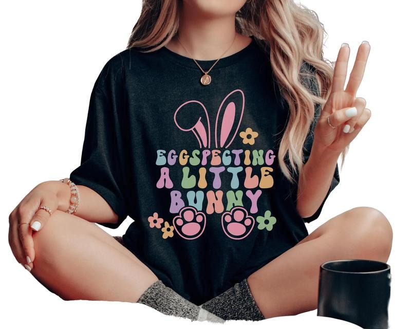Eggspecting T Shirt, Easter Maternity Tee, Baby Easter Tshirt, Easter Gender Reveal, Spring Maternity Tee, Easter Egg...