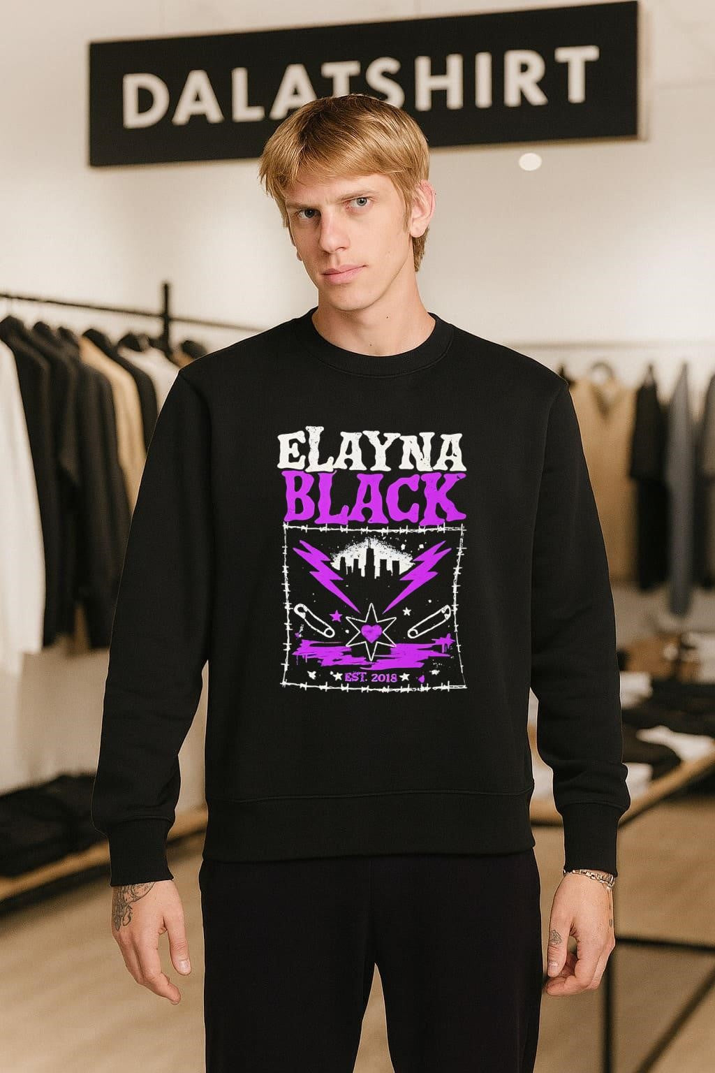 Elayna Black Est 2018 Chicago Skyline Safety Pin Punk shirt