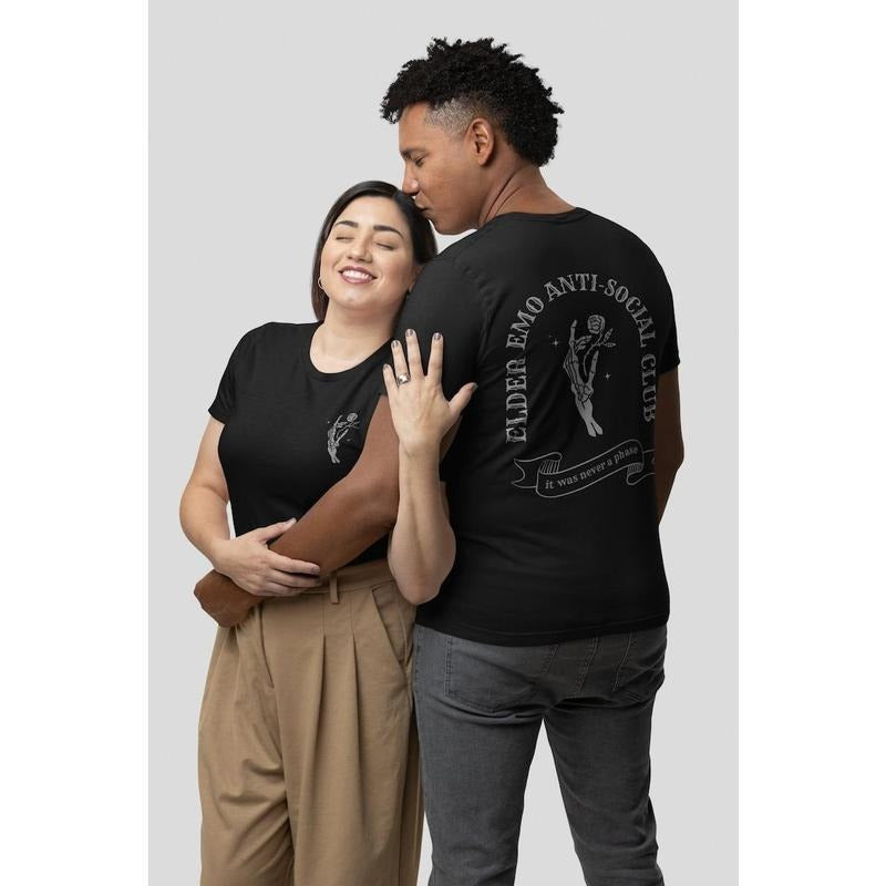 Elder Emo Anti-Social Club Tee, It was Never a Phase Shirt, Spooky Emo Shirt, Alt Goth Grunge Valentines Day Gift Ideas...