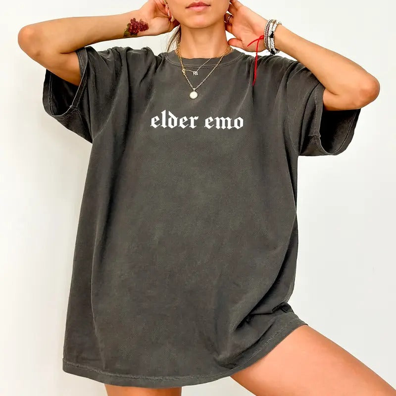 Elder Emo Shirt, Elder Emo Club Graphic Printed Tee, Emo Moms Club Unhinged Shirt, Emo Mama Shirt, Goth Mother Tee,...