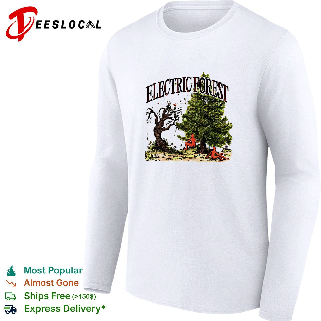 Electric Forest dead tree and pine tree nature shirt