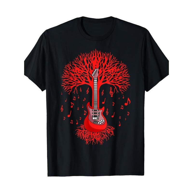 Electric Guitar Tree Musician Music T-shirt Made in USA Hoodie, Sweatshirt | TeeBloomCo.com