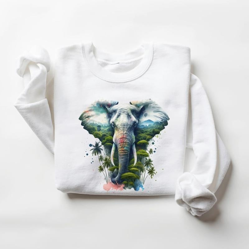Elephant Jungle Sweatshirt Wild Animal Safari T-Shirt Hoodie Unisex | TeeBloomCo.com