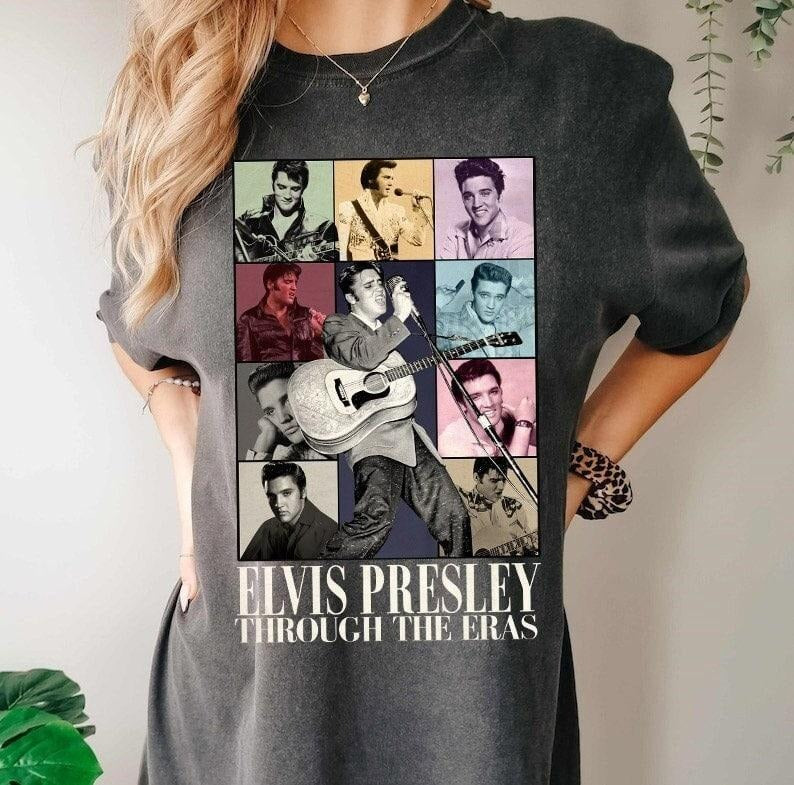 Elvis Presley Through The Eras Shirt, Elvis The Eras Tour, King Of Rock And Roll Hoodie, Sweatshirt | TeeBloomCo.com