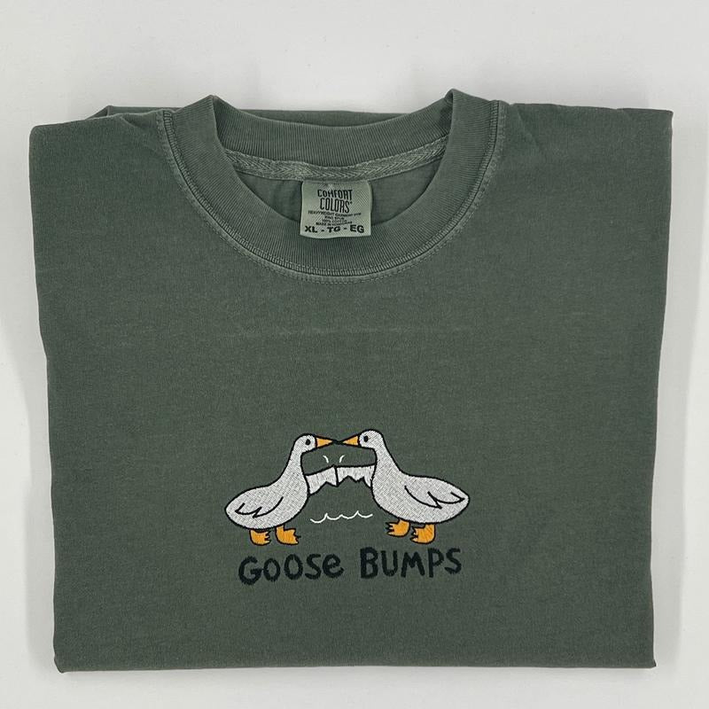 Embroidered Goose Bumps Comfort Colors T-Shirt, Goose Bumps T-shirt, Comfort Colors Cozy T-Shirts, Unisex Goose Shirt,...