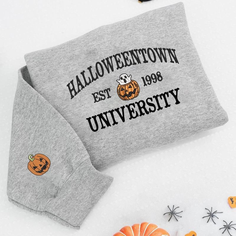 Embroidered Halloweentown University Sweatshirt, Nostalgia 2000s Halloween Shirt, Retro Halloween Sweatshirt, Halloween...