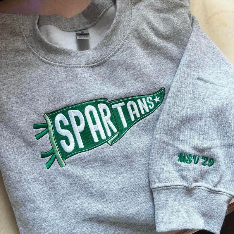 Embroidered Pennant Sweatshirt with Team Name, Custom Embroidered Pennant Hoodie, Custom High School College Shirt, Game...