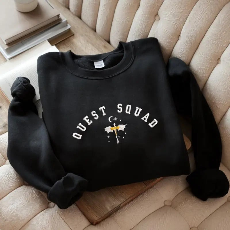 Embroidered Quest Squad Sweatshirt, Dragon Riders T-Shirt, Fourth Wing Book Sweater, Violet Sorrengail Tee, Onyx Storm...