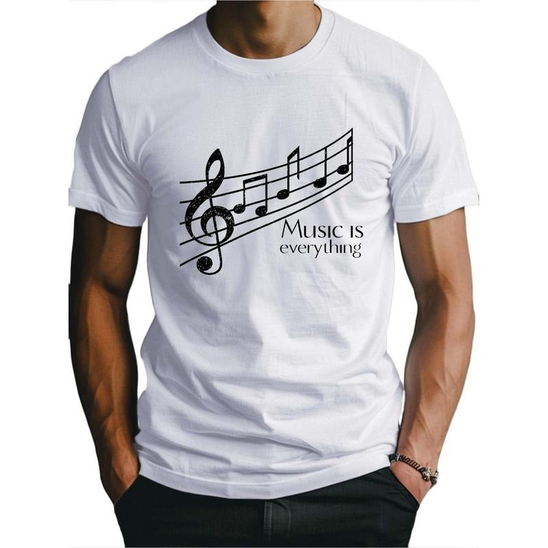 Employee music is everything, fit men's t-shirt, sweat wicking and freedom of movement, summer classic fashion T-shirt...