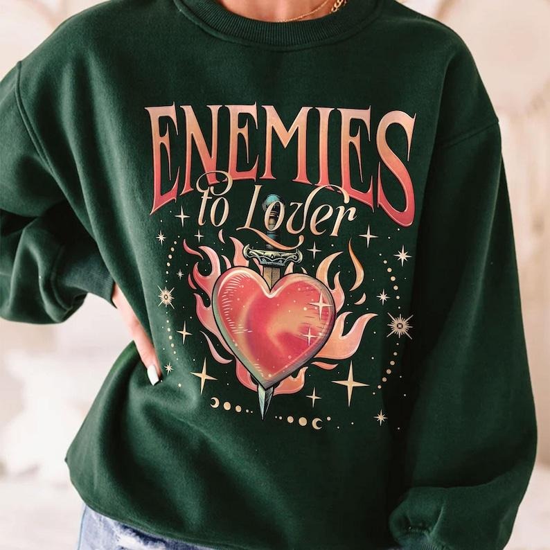 Enemies To Lovers Sweatshirt, Romantasy T Shirt, Dark Romance Reader, Book Club Hoodie, Gift For Book Lover | TeeBloomCo.com