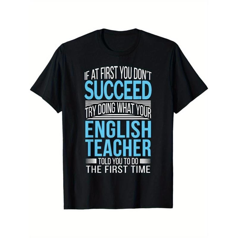 English Teacher Print, Men's Cotton T-shirt, Funny Graphic Tee Men's Outdoor Clothes, Men's Clothing, Back To School...