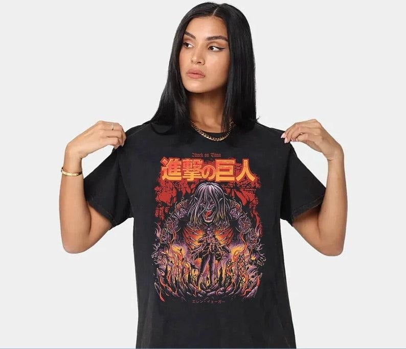 Eren Titan Vintage Style T-Shirt, Unisex Manga Graphic Tee, Perfect for Attack on Titan Lovers, Retro Design Hoodie,...