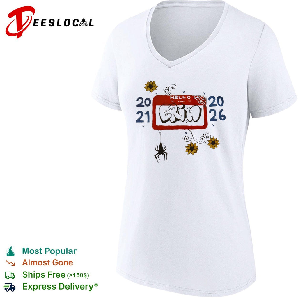 Erin Hello my name is 2021 2026 Spider Web Sunflower Gothic Aesthetic Custom shirt
