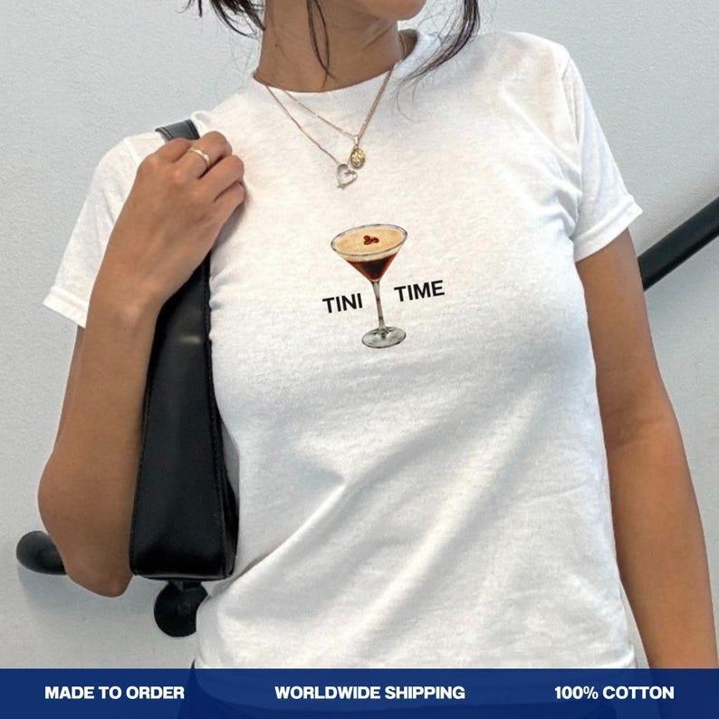 Espresso Martini Baby Tee Y2K 90S Aesthetic Vintage Graphic Baby Tee Tini Time Espresso Shirt Cute Baby Tee Espresso...