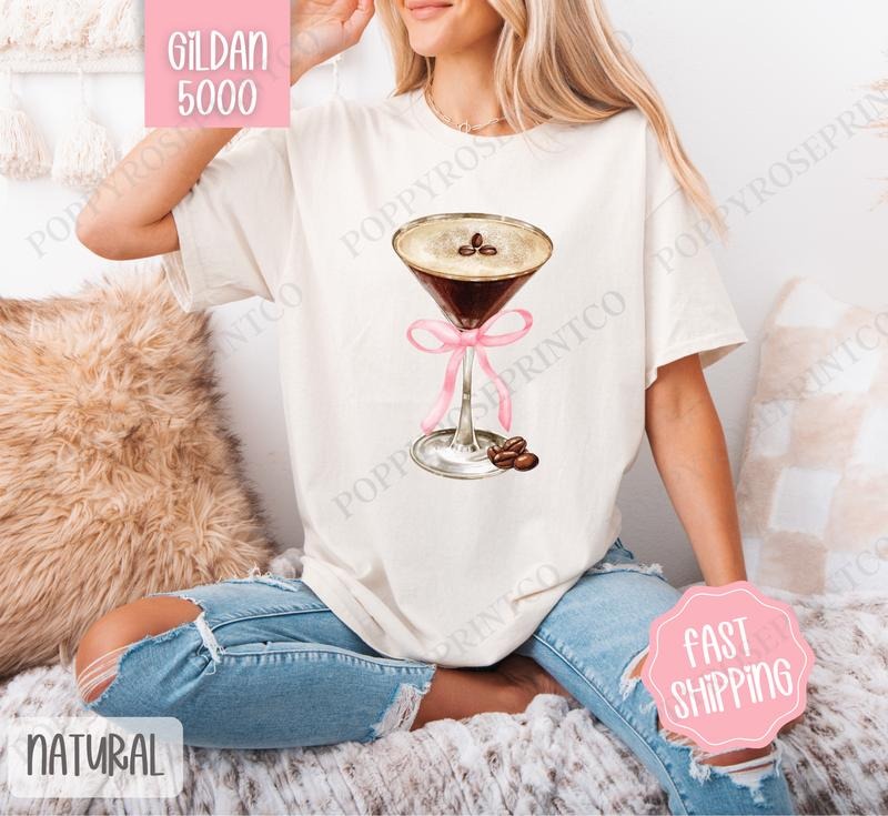Espresso Martini Shirt Gildan, Martini Bow Women's Tee, Cute Women's Tshirt Plus Sizes Hoodie, Sweatshirt | TeeBloomCo.com