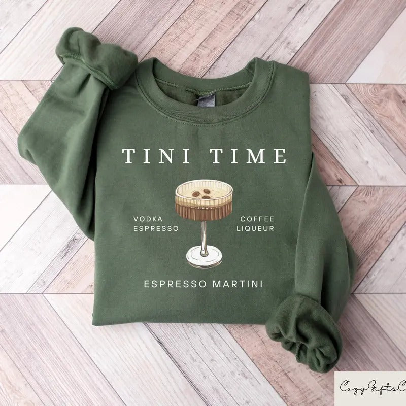 Espresso Martini Sweatshirt, Tini Time Crewneck, Espresso Shirt,  Espresso Martini Top, Martini Lover Gift, Martini...