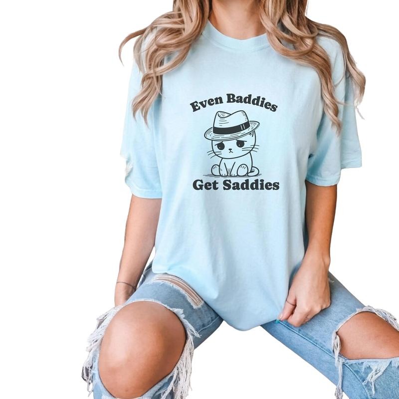 Even Baddies Get Saddies Unisex Cotton Graphic Tee, Weirdcore Weird Tee, Unisex T-Shirt, Gifts For Teen Girl Brother,...
