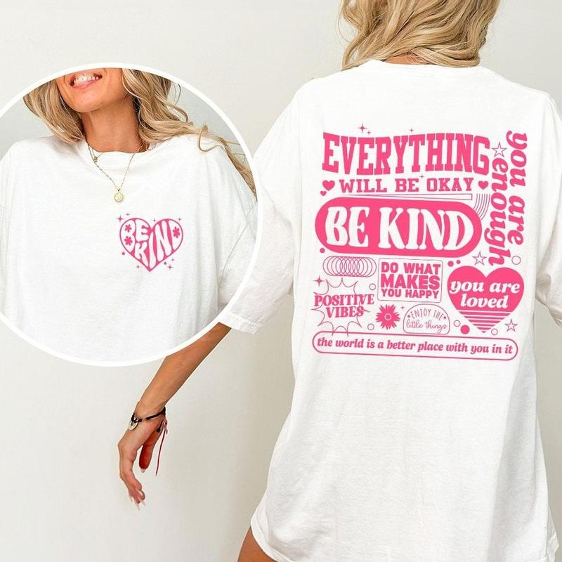 Everything Will Be Okay Shirt, Be Kind Shirts, Mental Health Retro Shirt, Positive t-Shirt, Women Shirt, Aesthetic Shirt,...