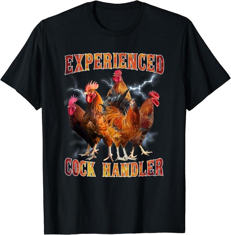 Experienced Graphic Funny Animals Apparel Cock Handler T-Shirt | Unisex Cotton Tee, Short Sleeve, Crewneck, Size S-5XL...