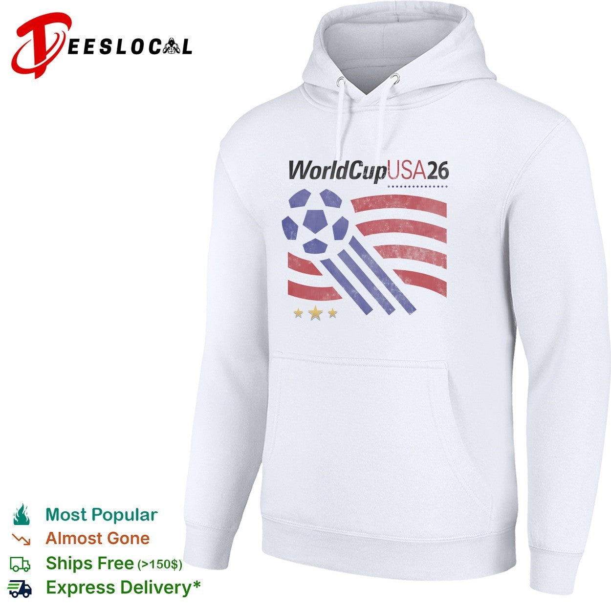 FIFA World Cup USA 2026 soccer ball flag stripes vintage distressed logo shirt