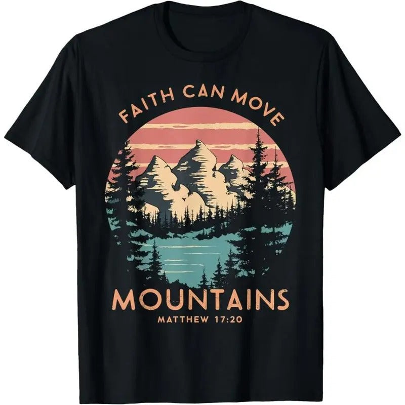 Faith Can Move Mountains Religious Christian Camping Gift T-Shirt Made in USA Hoodie, Sweatshirt | TeeBloomCo.com