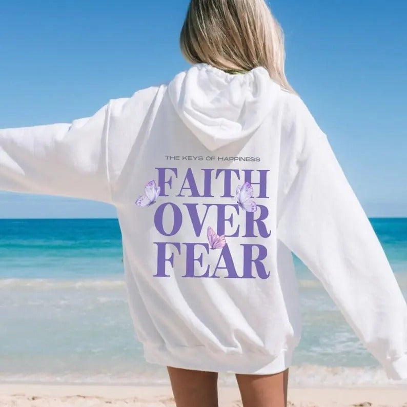 Faith Over Fear Christian Hoodie for Women Trendy Jesus Tshirt Bible Verse Aesthetic Y2K  T-shirt, sweater and Hoodie...