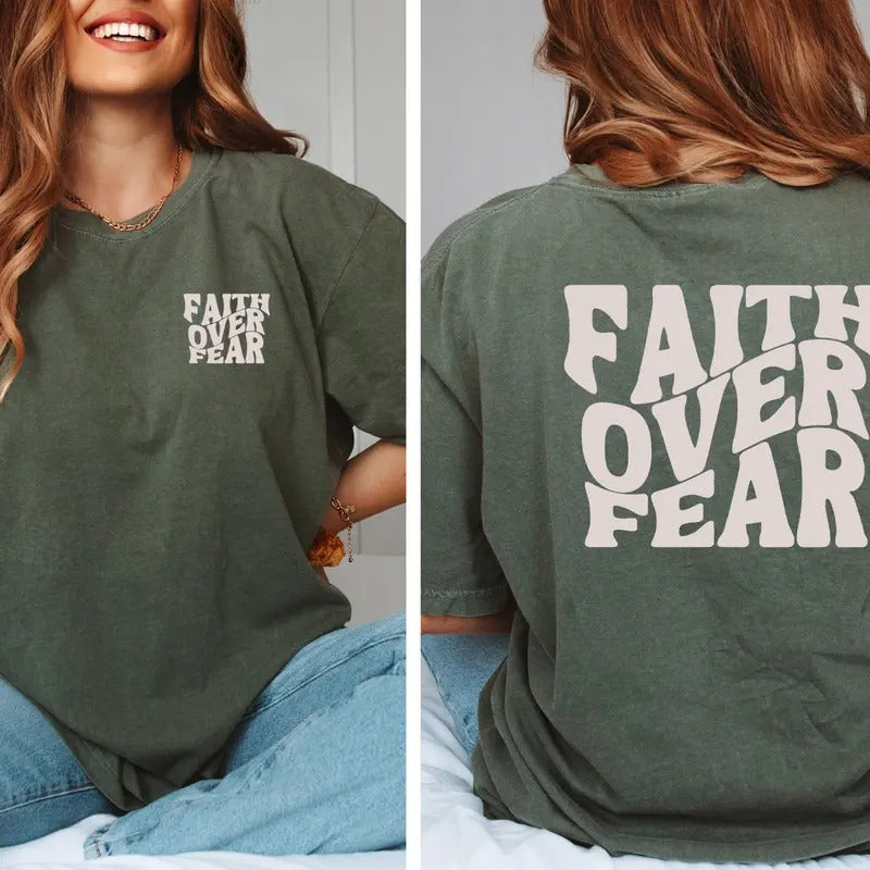 Faith Over Fear Christian Shirt Bible Verse Shirt Christian Colors Shirt Jesus Shirts Trendy Shirt Aesthetic Hoodie,...