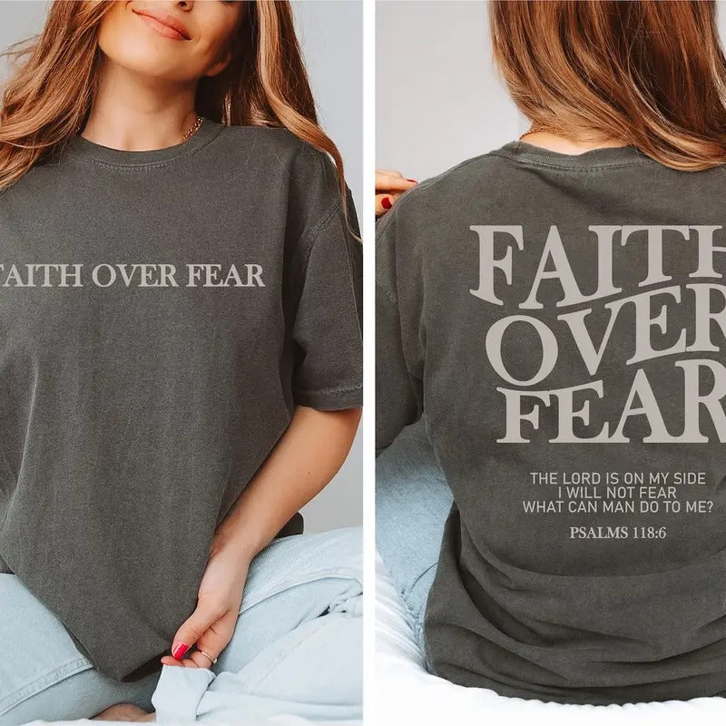 Faith Over Fear Christian Shirt ,Christian shirt ,Jesus Cheistmas Shirts, Trendy Shirt ,Bible Verse Shirt  T-shirt,...