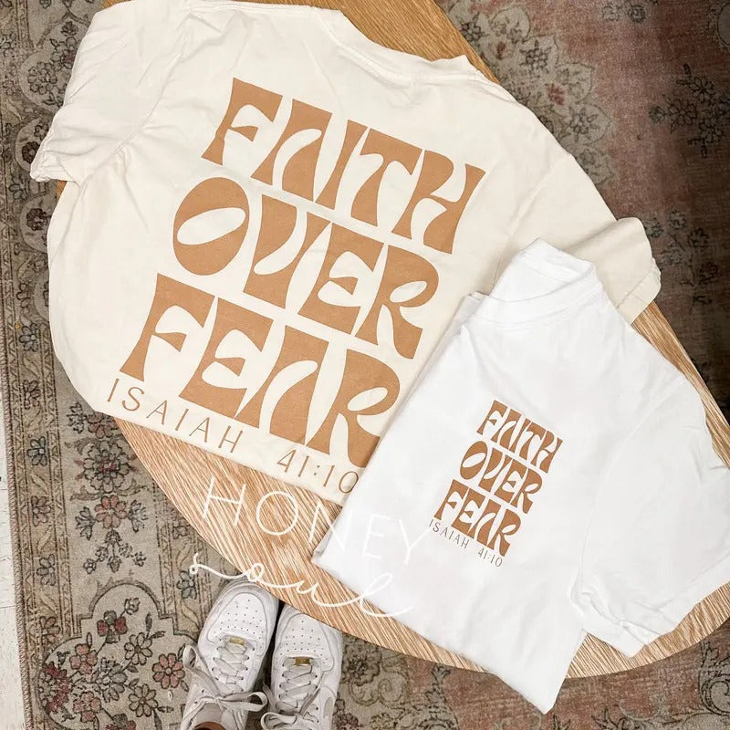 Faith Over Fear Graphic Tee Screen Print Graphic Tshirt Christian Apparel Christian Tshirt Graphic Christian Tee Hoodie,...