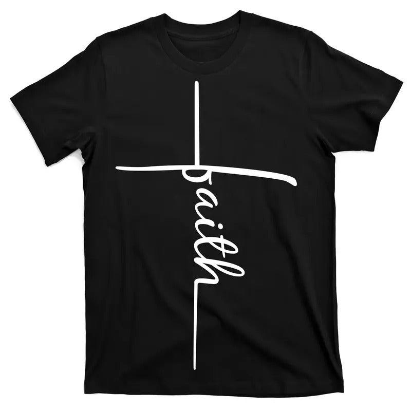 Faith in Jesus Christ Christian Catholic Cross Symbol T-Shirt Top-Quality 100% Cotton Tee with Vibrant DTG Print Hoodie,...