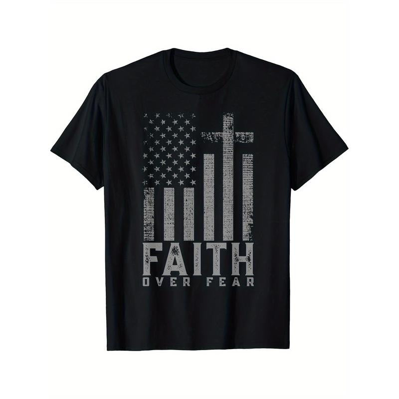 Faith over Fear Cool United States Flag T-Shirt, Men's T-Shirt made in usa Hoodie, Sweatshirt | TeeBloomCo.com